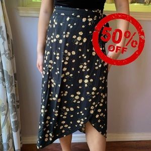 American Eagle high-waisted floral wrap midi skirt
